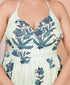Mint Green Fit & Flare Mini Dress with Blue Floral Embroidery